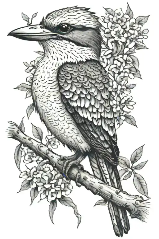 kookaburra gum tree branch looking tattoo design idea
