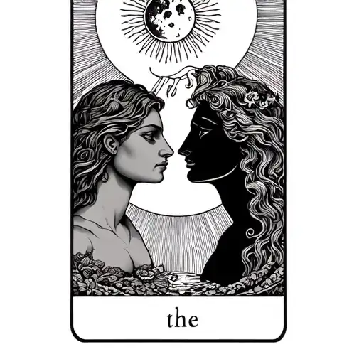 the lovers tarot card featuring the sun and the moon tattoo design idea