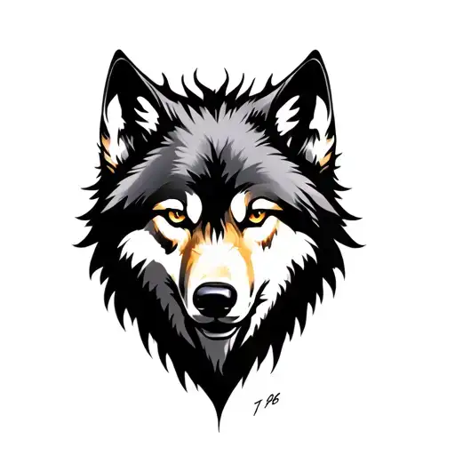 wolf face surrounded by shadows tattoo design idea