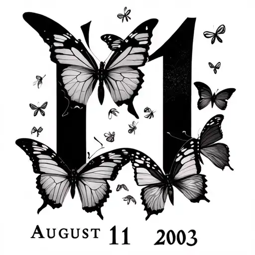 august 11 2003 roman numerals with butterflies tattoo design idea