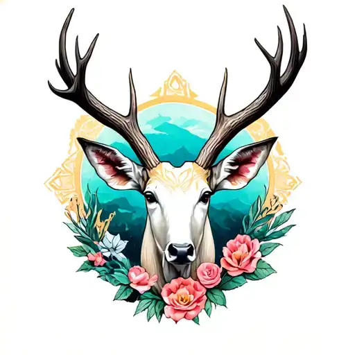 antlers, merkabah, tattoo design idea
