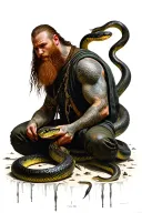 ragnar lothbrok in a snake pit full of adders tattoo design idea