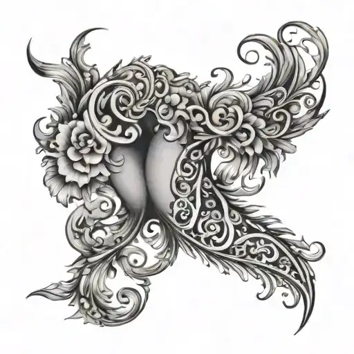 A side hip tattoo extending gracefully from the hip, curving towards the buttocks, and rising slightly up the side. The  tattoo design idea