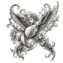 A side hip tattoo extending gracefully from the hip, curving towards the buttocks, and rising slightly up the side. The  tattoo design idea