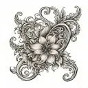 A side hip tattoo extending gracefully from the hip, curving towards the buttocks, and rising slightly up the side. The  tattoo design idea