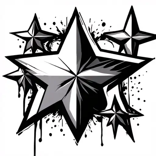 grunge with stars tattoo design idea