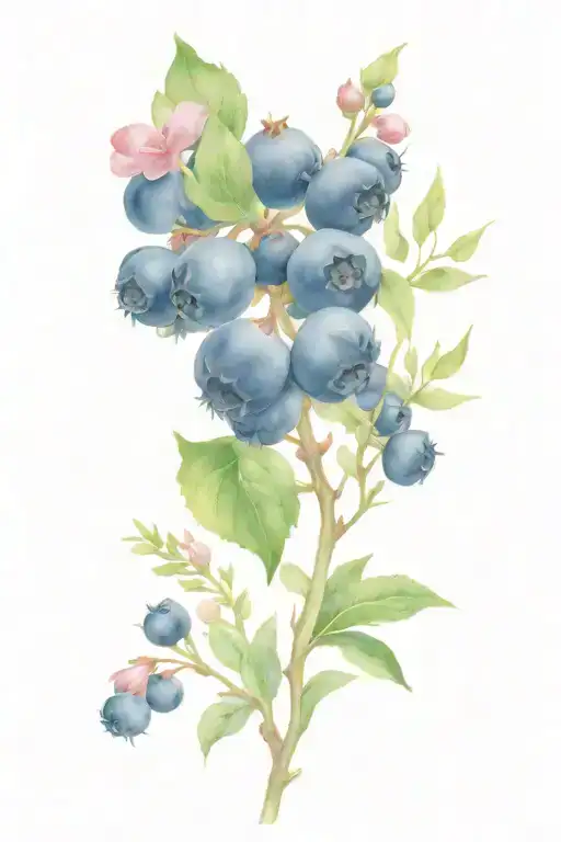 scottish flowers and blueberries tattoo design idea