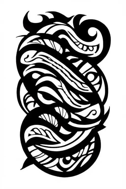 polynesian and african tribal forearm tattoo design idea