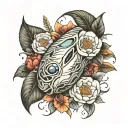 cocoon surrounded by blooming tattoo design idea
