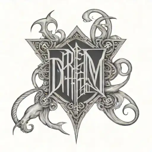 Dream Theater logo merged together majesty music man guitar  tattoo design idea