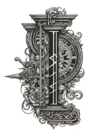 9/8/2024 in roman numerals vertical tattoo design idea