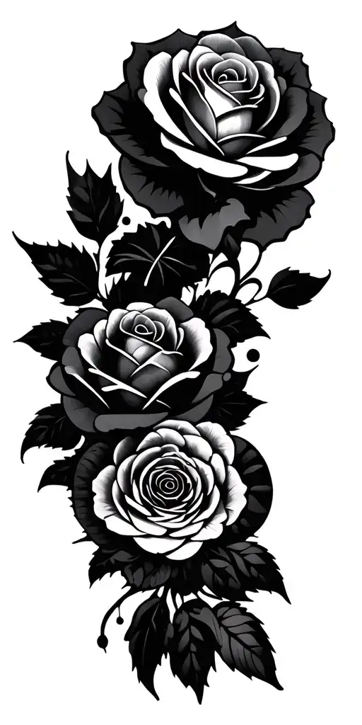 Mandalas, roses and geometric and physical figures tattoo design idea
