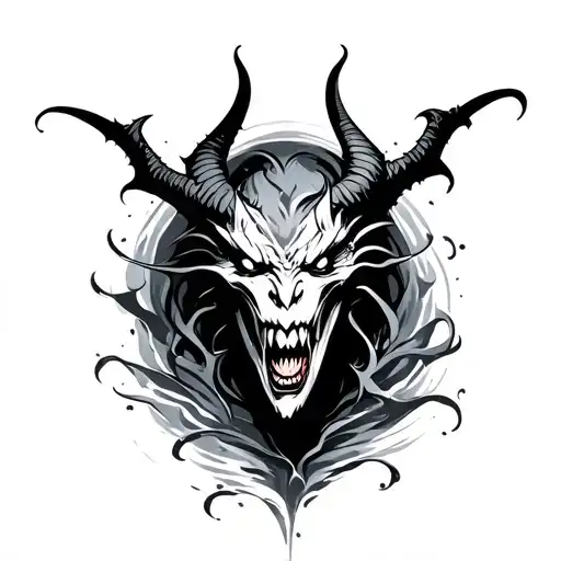 waterline with demon shadow tattoo design idea