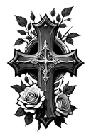 Cross and Roses / Thorns tattoo design idea