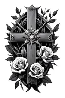 Cross and Roses / Thorns tattoo design idea
