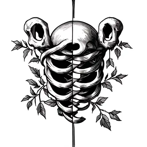 Collar bone tattoo with one side twisted barbed wire and the other side vines or leaves  tattoo design idea