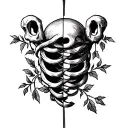 Collar bone tattoo with one side twisted barbed wire and the other side vines or leaves  tattoo design idea