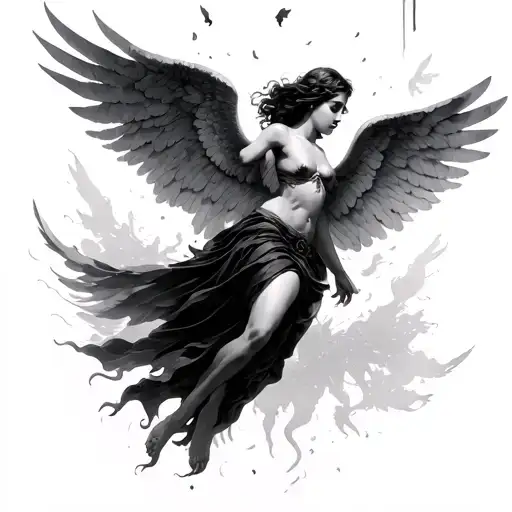 falling  angels tattoo design idea