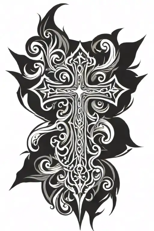 Cross Tribal tattoo design idea