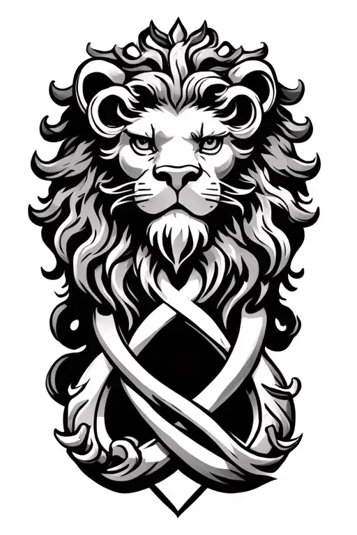 Irish lion and trinity knot intertwined tattoo design idea