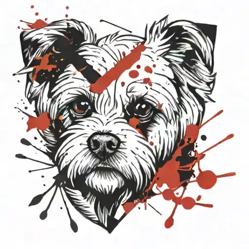 bichon maltese head line tattoo design idea