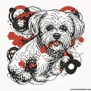 bichon maltese head line tattoo design idea