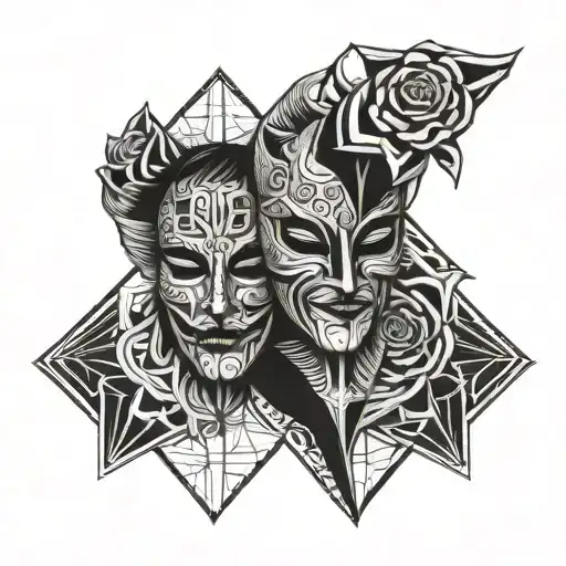 cry now laugh later mask tattoo design idea