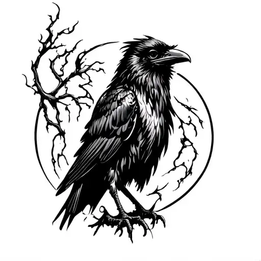 evil crow standing tattoo design idea