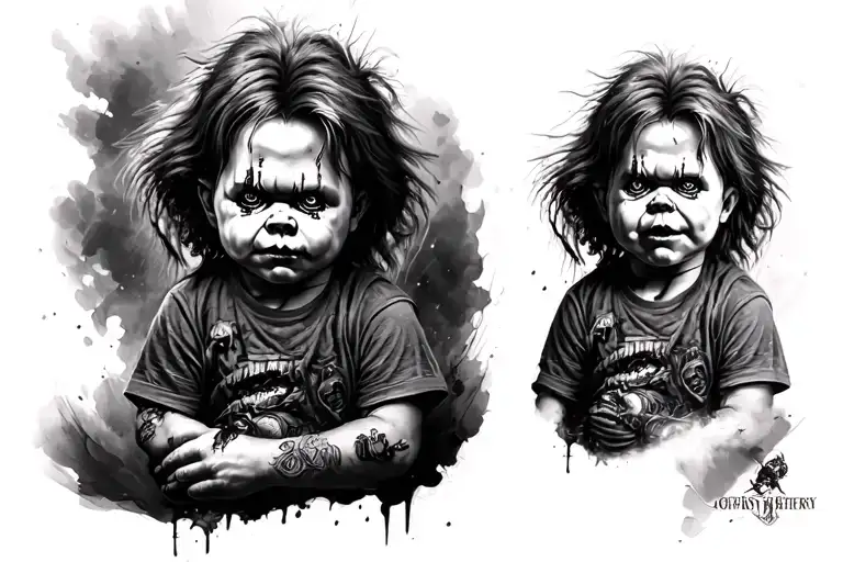 Chucky right arm sleeve tattoo tattoo design idea