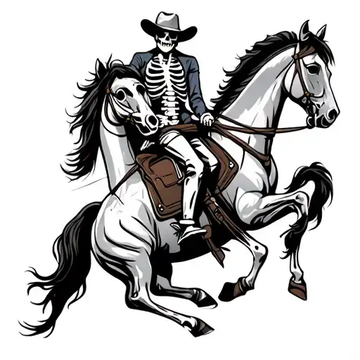 Skeleton Cowboy Riding Horse tattoo design idea