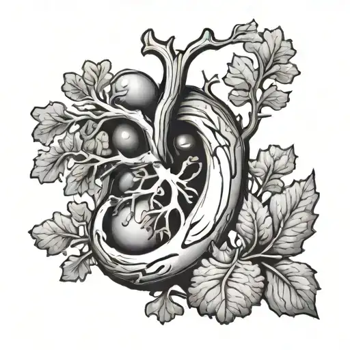 a kidney coming out of an oak tattoo design idea