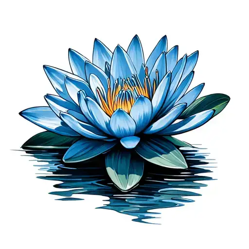 blue water lily tattoo design idea