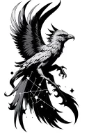 Aquarius constellation with pheonix rising tattoo design idea
