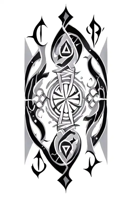 Slavic Runes Abstract Black and Grey
