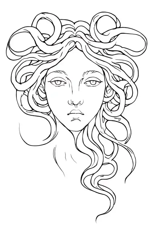 Fine Line Medusa tattoo design idea