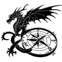dragon radar with compass tattoo design idea