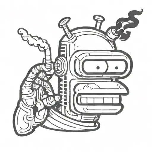 bender Futurama smoking cigarette tattoo design idea