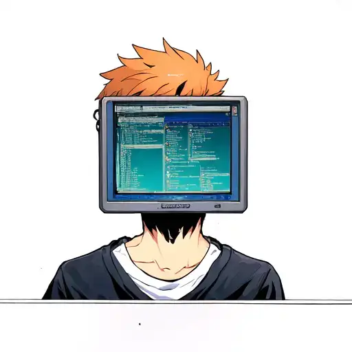 boy with computer screen for head tattoo design idea