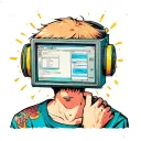 boy with computer screen for head tattoo design idea