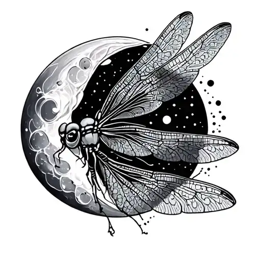 mandala dragonfly moon tattoo design idea