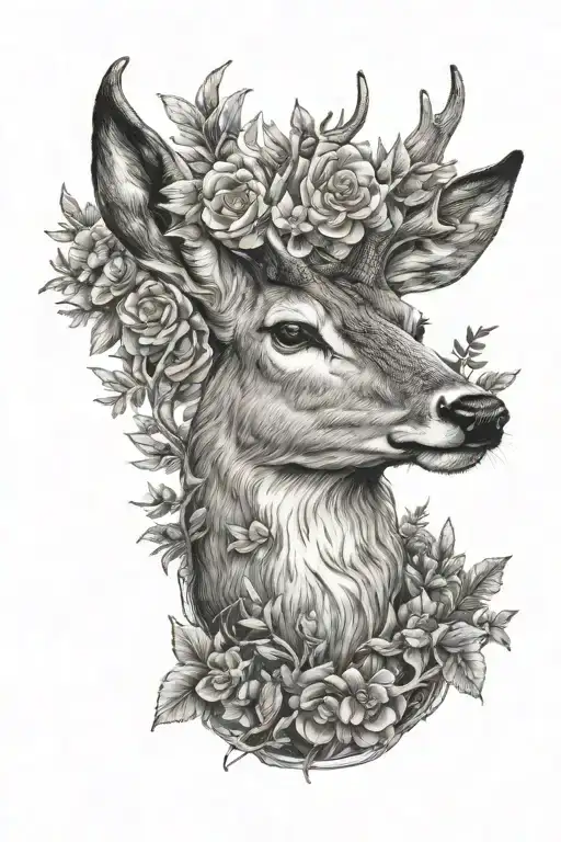 forest beach deer borrow dog tattoo design idea