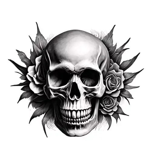 skull carved tattoo design idea