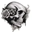 skull carved tattoo design idea