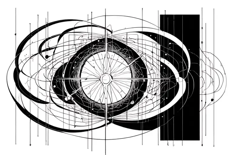 Quantum Rectanglement with electrons Nucleus tattoo design idea