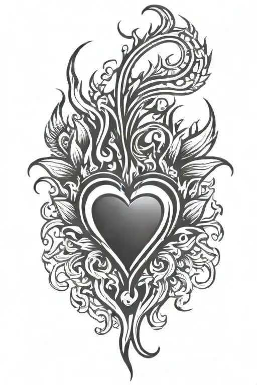 heart of flames tattoo design idea