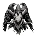 Viking with eagles in the background tattoo design idea