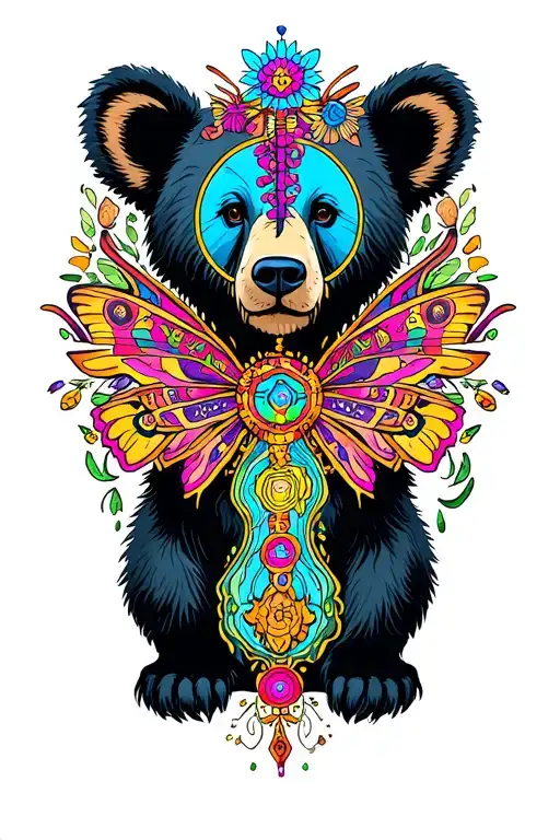 peace signs, chakras, nostalgic, butterflies Grateful Dead bear tattoo design idea