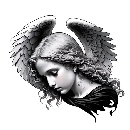 Angel Looking Down tattoo design idea