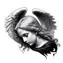 Angel Looking Down tattoo design idea