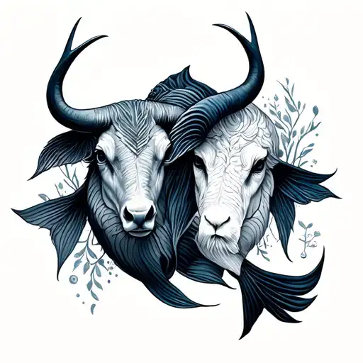 two pisces and taurus zodiac signs tattoo design idea